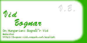 vid bognar business card